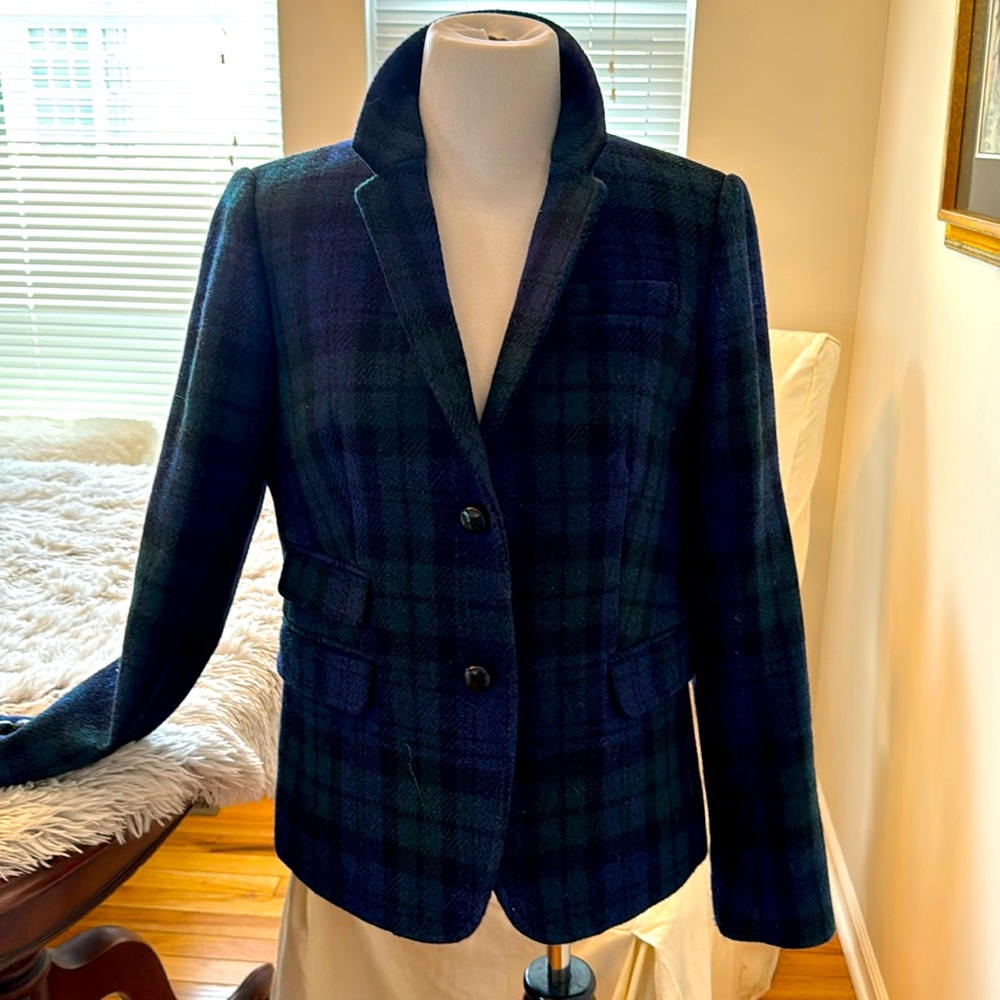 J.crew schoolboy blazer fab plaid in blues and greens